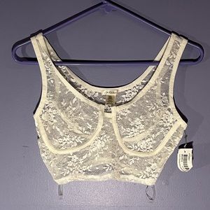NWT Bustier Style White Lace Crop Top Size Small